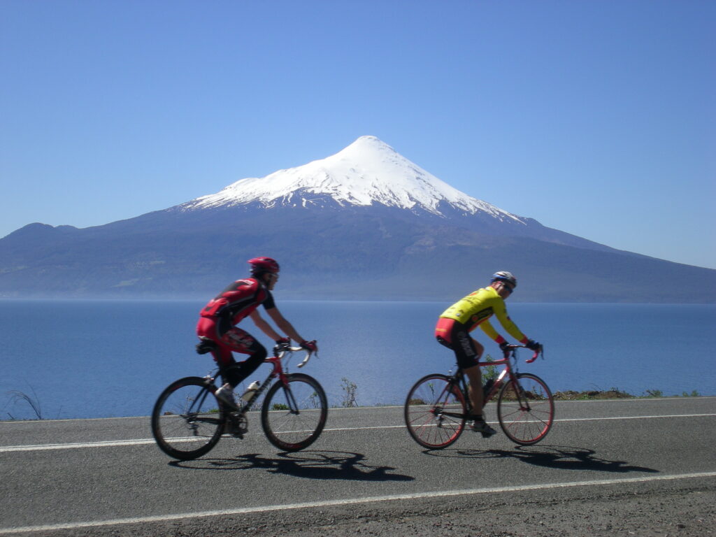 Cycling past volcano