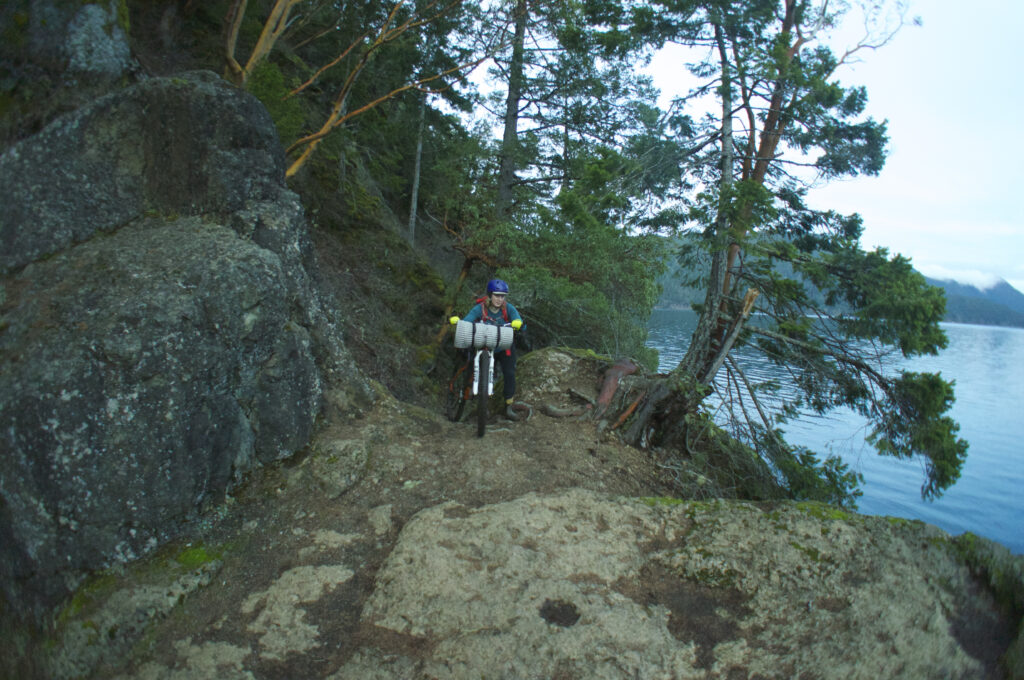 Mountain biking along the shores of Lake Crescent in Washington