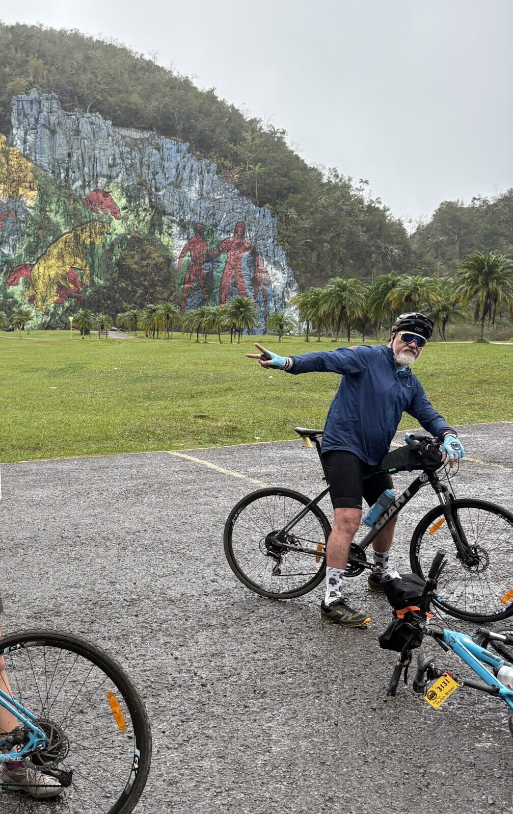 Three riders in Cuba posing for a photo.