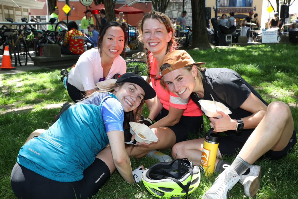 Four women after a bike ride