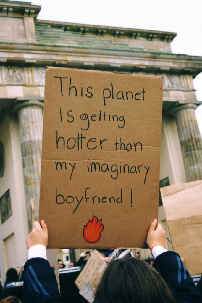 Person holding a sign